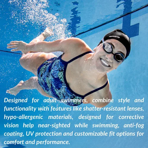 Miniatura 4 de Sporti Gafas ópticas antivaho unisex para adultos, gafas de natación -1.5D a -8.0D, gafas de natación antivaho para hombres y mujeres, anti UV