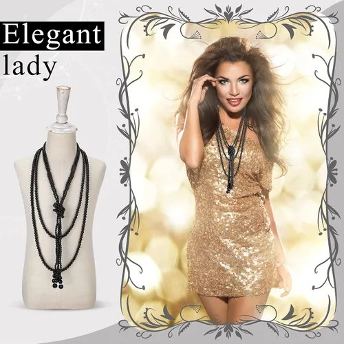 Miniatura 5 de Collar largo de perlas de imitación collar incluye para mujeres de 69 pulgadas de perlas en capas collar con 2 piezas collar de perlas anudadas