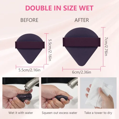 Miniatura 6 de Ainiv 6 esponjas de maquillaje con cojín de aire para base, soplos de polvo triangulares con estuche portátil, esponjas de maquillaje secas