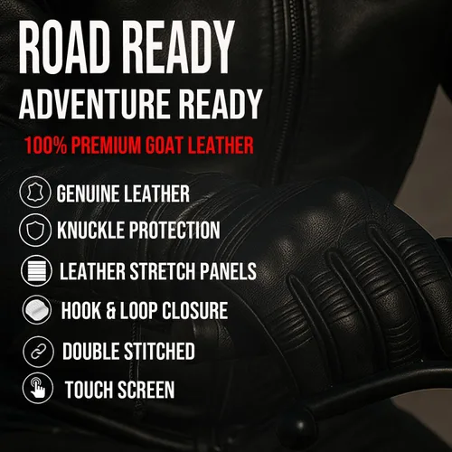 Miniatura 3 de Jackets 4 Bikes Guantes de cuero para motocicleta para hombres y mujeres, pantalla táctil, acolchado de gel, protección de nudillos y palma, guantes