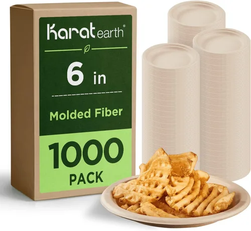 Karat Earth Platos de papel desechables compostables de 6 pulgadas, paquete de 1000