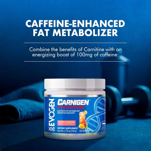 Miniatura 5 de Evogen Carnigen Plus Caffeine - Polvo de carnitina premium Apoya el metabolismo de las grasas y promueve la recuperación Matriz de suplemento