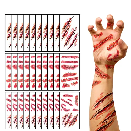 Miniatura 9 de winthrop 240 tatuajes temporales luminosos de Halloween para niños, envueltos individualmente que brillan en la oscuridad, tatuajes de seguridad