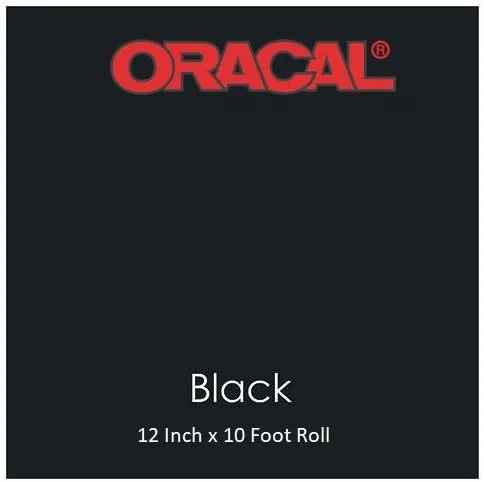 Oracal, Rollo de vinilo brillante 651 con adhesivo permanente negro de 12 pulgadas x 10 pies, para cúteres tradicionales, perforadoras y cúter de