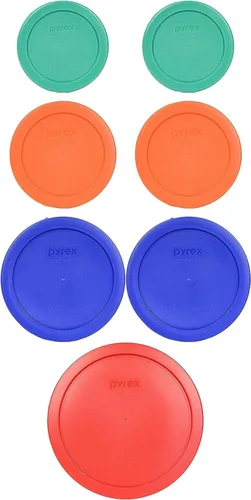 Miniatura 2 de Pyrex (2) 7202-PC Tapas de almacenamiento de alimentos verdes, (2) 7200-PC naranjas, (2) 7201-PC azul cobalto, (1) 7402-PC rojas - Fabricadas en EE.