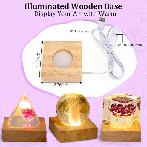 Miniatura 2 de K KERNOWO Kit de resina epoxi con luz para principiantes, kit de resina y moldes, juego completo de manualidades para adultos y mujeres, juego