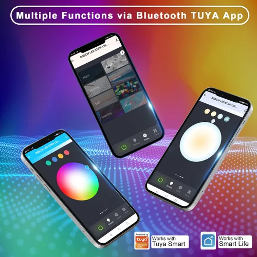 Miniatura 5 de Tatazone Tiras de luces LED RGBWW con Bluetooth, 5 metros de tiras de luz LED ajustables de blanco 3000K a 6500K + RGB, tiras de luces LED