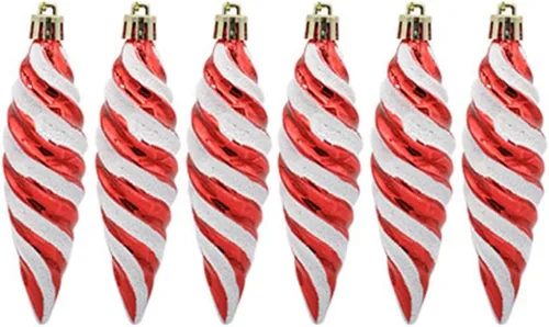 Miniatura 8 de Ochine 6 adornos de bola de Navidad, decoración de árbol de Navidad, adornos de remate rojo, decoración colgante inastillable, decoración