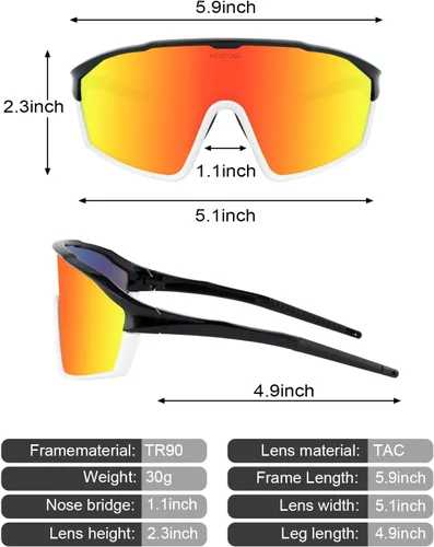 Miniatura 7 de BEACOOL Gafas de sol polarizadas deportivas de ciclismo para hombres y mujeres, UV400, gafas de sol de béisbol, TR90, marco para pesca, correr