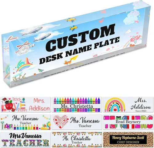 Miniatura 10 de Placa de nombre personalizada para escritorio de profesor para aula, placa de identificación personalizada para escritorios, placa de escritorio