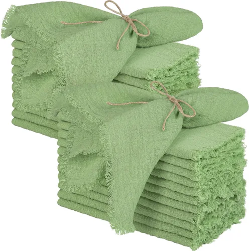 Miniatura 15 de TURSTIN 12 Piezas de Servilleta de Lino de Algodón Servilleta de Tela Hecha a Mano con Flecos 17 x 17 Pulgadas Servilletas Suave para Cenas Bodas