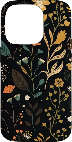 Miniatura 17 de Funda negra para iPhone 12/12 Pro con diseño floral, estética, simple, bohemio, moderno, flores botánicas