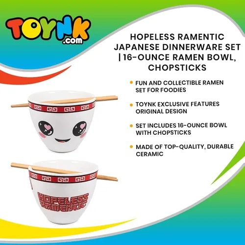Miniatura 7 de Bowl Bop Hopeless - Juego de vajilla de cerámica japonesa Ramentic Incluye cuenco de fideos ramen de 16 onzas y palillos de madera Juego