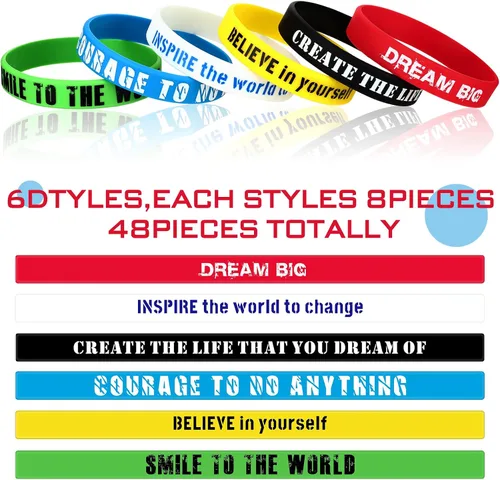 Miniatura 2 de BBTO 48 pulseras de goma con cita motivacional a granel, regalos inspiradores para estudiantes, profesores, pulseras elásticas para adultos