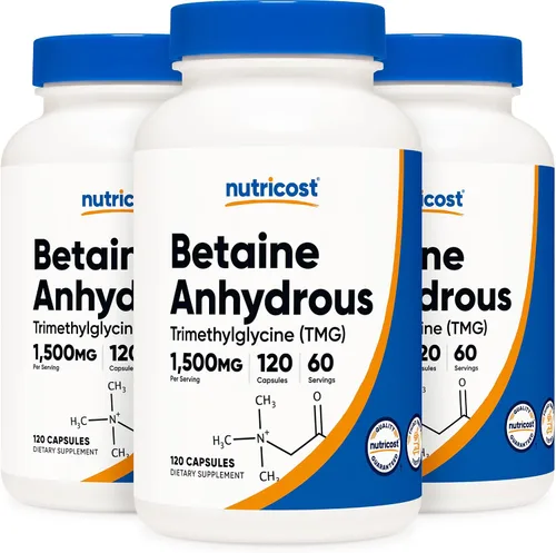Miniatura 8 de Nutricost Betaína anhidra Caps 1500mg, 60 porciones por botella (2 botellas)