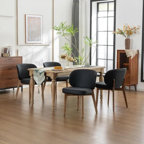 Miniatura 38 de YOUNIKE Silla de comedor con respaldo alto, silla única de cocina estilo moderno de mediados de siglo, silla acentuada sin brazos de tela bouclé