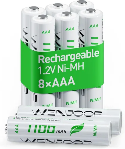 Miniatura 10 de Paquete de 4 baterías AAA recargables – 1100 mAh 1.2 V NiMH de alta capacidad, baja autodescarga triple A baterías para juguetes, mandos a