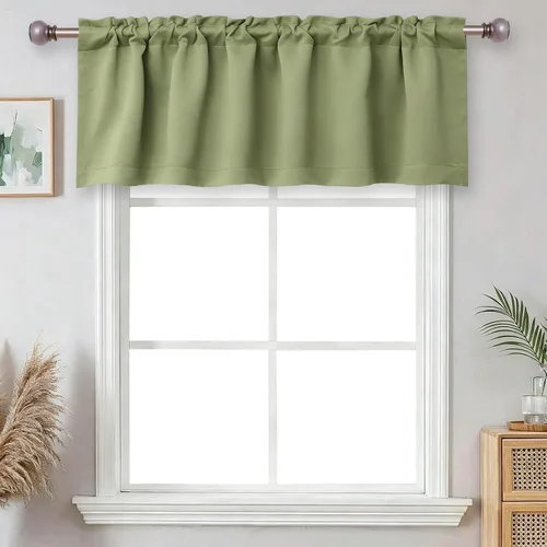 Miniatura 8 de Pickluc Cortinas opacas con cenefa de 18 pulgadas de largo, cortinas cortas con bolsillo para barra para ventana de cocina, baño, sala de estar
