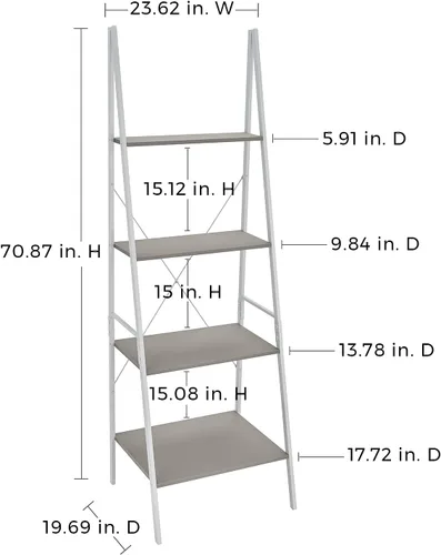 Miniatura 3 de ClosetMaid 4964 4 Estante de escalera de material mixto, gris pardo gris topo