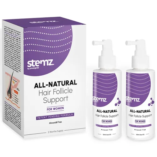 Stemz - Estimulador de folículos pilosos para mujeres, alternativa natural al minoxidil y al aceite de crecimiento del cabello, péptidos de musgo