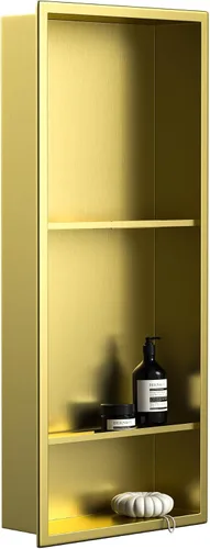 Miniatura 18 de Nicho de ducha de acero inoxidable de 24 x 12 pulgadas, cepillado, no necesita azulejos, nicho de pared con estantes dobles, estante de ducha