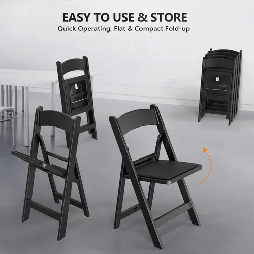 Miniatura 6 de FCH Silla plegable de plástico con asiento acolchado, sillas plegables de resina con cojín suave, cómoda y resistente, adecuada para interiores