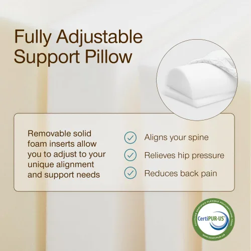 Miniatura 5 de Coop Home Goods Almohada de apoyo ajustable de cuatro posiciones, forma de media luna con relleno, almohada de rodilla de espuma viscoelástica