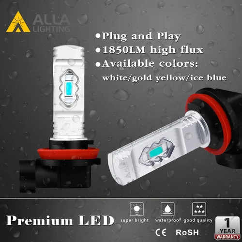 Miniatura 8 de Alla Lighting 3600lm Xtreme Super Bright H11 H16 Bombillas LED antiniebla Lámpara de repuesto H8, 8000K azul hielo, alta iluminación ETI 56-SMD