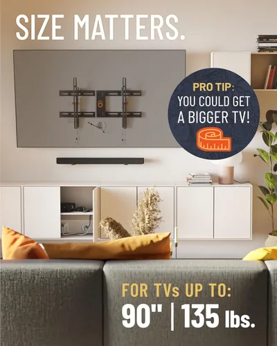 Miniatura 4 de ECHOGEAR Soporte de TV de montaje en pared para televisores de hasta 90 pulgadas, diseño de perfil bajo que se inclina para eliminar