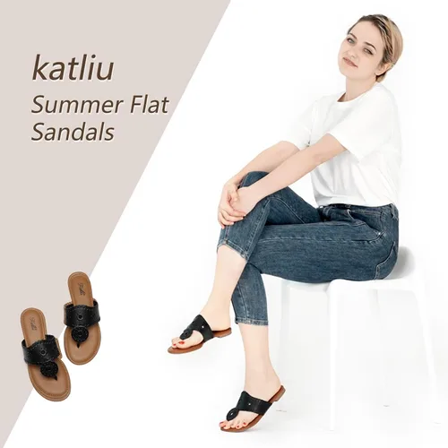 Miniatura 2 de katliu Sandalias planas para mujer, sandalias elegantes