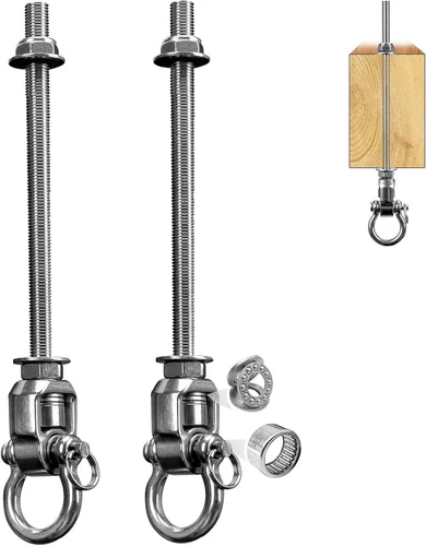 Miniatura 8 de 2 soportes permanentes antióxido resistentes, 1500 libras, accesorios de columpio de 180°, para hamaca de yoga, silla de arena, accesorios