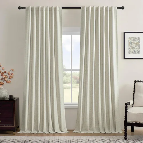 Miniatura 15 de Cortinas opacas de 54 pulgadas de largo para dormitorio, sala de estar, cortinas beige con aislamiento térmico, oscurecimiento de la habitación