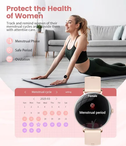 Miniatura 5 de LIGE Reloj inteligente ultrafino para mujer (respuesta/hacer llamadas), reloj de seguimiento de actividad física de 1.43 pulgadas con frecuencia