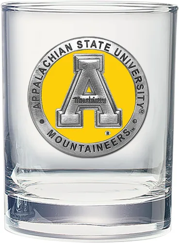 Heritage Pewter Appalachian State Double Old Fashion | Vidrio de doble roca de 14 onzas para licor | Vidrio de peltre hecho por expertos