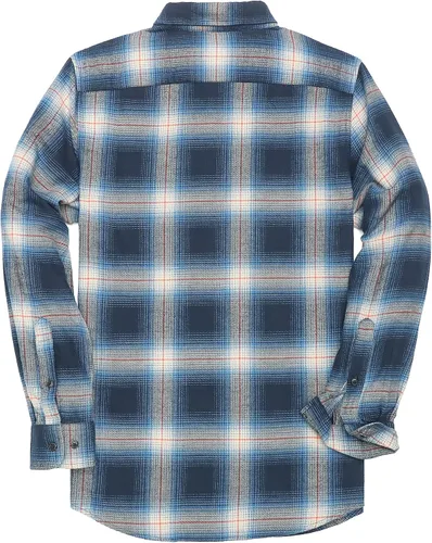 Miniatura 2 de Dubinik Camisa de franela, para hombre, de manga larga, a cuadros, suave, 100% algodón, informal, con botones, ajuste regular