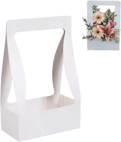 Miniatura 9 de BBJ WRAPS Bolsas de regalo de papel artesanal para ramo de flores, ramo de floristería, bolsa de embalaje con asa, 5 unidades (negro)