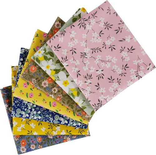 7 piezas de tela de algodón de 18 x 22 pulgadas, juego de tela de retazos precortados, paquetes de cuartos gordos para coser, acolchado y Floral