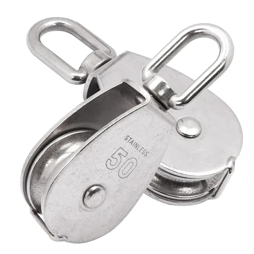 Miniatura 5 de M15 - Bloque de Tracción de Polea Simple con Gancho Giratorio para Grúa de Elevación, Acero Inoxidable 304, Cuerda de 1/4 pulgadas x Roldana de 3/5