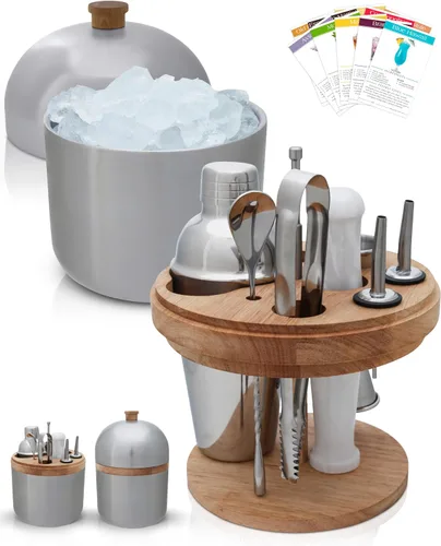 Miniatura 9 de Gusto Nostro Cubo de hielo aislado de 4.1 L con tapa y pinzas, cubo de hielo de acero inoxidable de doble pared grande, sin BPA para bar