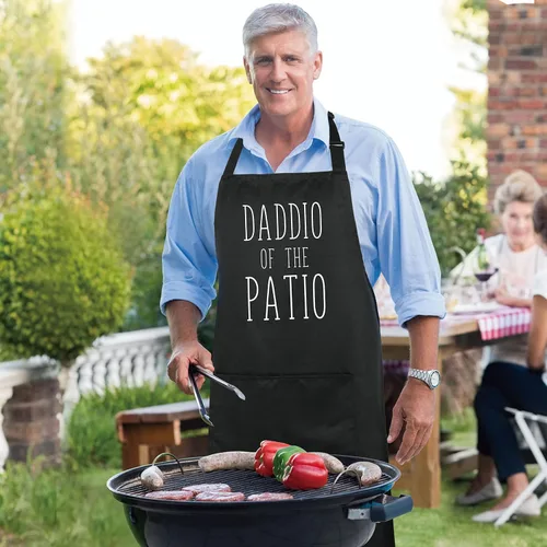 Miniatura 5 de Xornis Delantal de Algodón 100% Divertido con 2 Bolsillos para Hombres y Mujeres, BBQ, Asado, Babero Ajustable, Delantales Negros, Regalos, Cocina