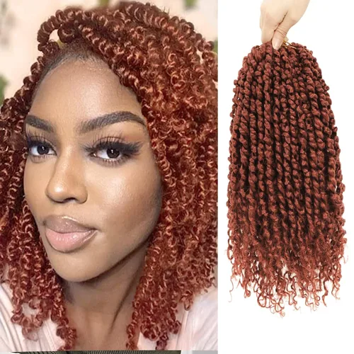 Miniatura 22 de 9 paquetes de cabello pretrenzado Passion Twist de 10 pulgadas, cabello de ganchillo Passion Twist con ombre marrón, trenzas de ganchillo bohemio