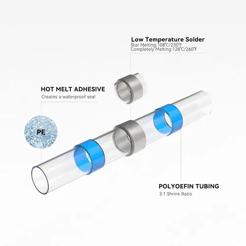 Miniatura 4 de HKS Kit de conectores de alambre de sellado de soldadura de 150 piezas, terminales a tope termocontraíbles impermeables, 26-10 AWG, reparación