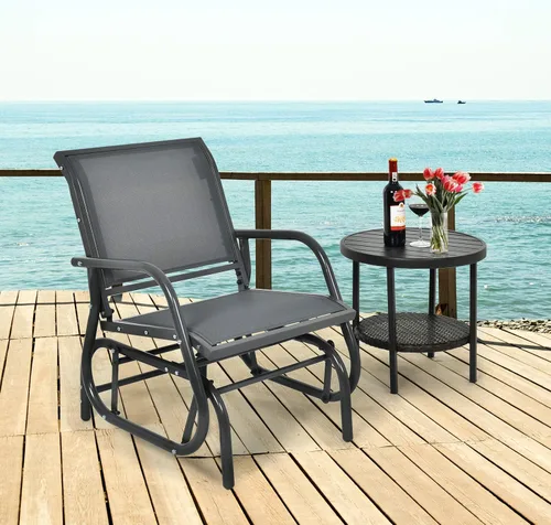 Miniatura 2 de Giantex Silla columpio con marco de metal de estudio, cómoda silla de patio para jardín, porche, patio trasero, piscina, mecedora para césped al Gris