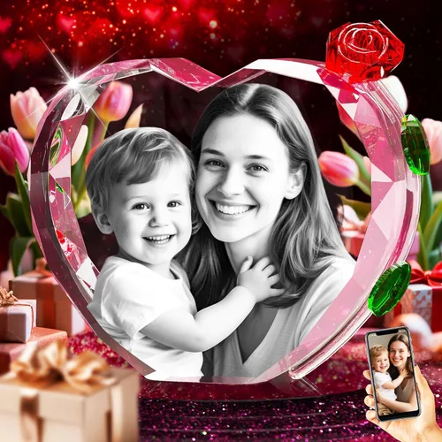 Miniatura 17 de QPCBEBY Foto de cristal 3D con rosa de cristal rojo, regalos personalizados para el día de la madre para mamá, esposa, mujer, ella, novia, pareja