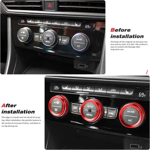 Miniatura 5 de Auovo Cubiertas de perilla de CA compatibles con accesorios Volkswagen VW, Tiguan Taos, Jetta, Passat, Atlas, Golf R Beetle, aleación de aluminio