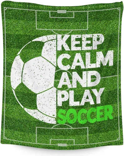 Miniatura 23 de Manta de fútbol para niños y niñas, tamaño regazo de 30 x 40 pulgadas, manta suave y acogedora, regalo para equipo de fútbol, manta deportiva azul