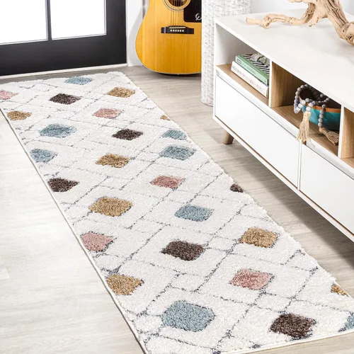 Miniatura 10 de JONATHAN Y Trellis - Alfombra de pasillo alto y bajo de 2 x 8 pies, Astrid Retro para sala de estar, dormitorio, cocina, oficina, fácil limpieza