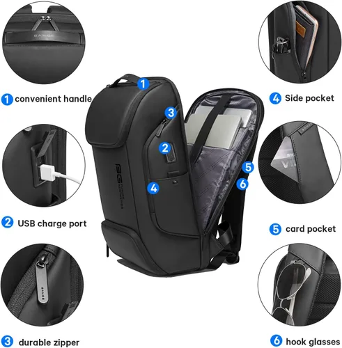 Miniatura 3 de Mochila portátil BANGE de negocios inteligente puede contener laptop de 15.6 pulgadas, mochila para viajes diarios, bolsa de transporte para hombres