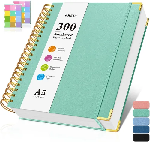 Miniatura 10 de Cuaderno espiral 8.5" x 11", 300 páginas numeradas cuadernos rayados de tamaño universitario con contenido, 100GSM cuaderno grueso para mujeres