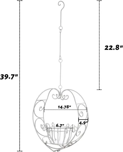 Miniatura 3 de Soporte para plantas colgantes de 39.7 pulgadas, maceta de corazón de metal, macetas colgantes para patio, porche, dormitorio, decoración de sala